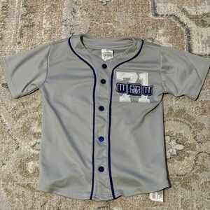 Walt Disney World Embroidered Gray Kids Baseball Jersey with Navy Trim